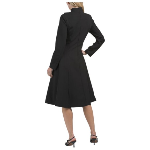 DALIA MACPHEE LONG SLEEVE TIE NECK MINI DRESS WITH HARDWARE - Picture 2 of 3